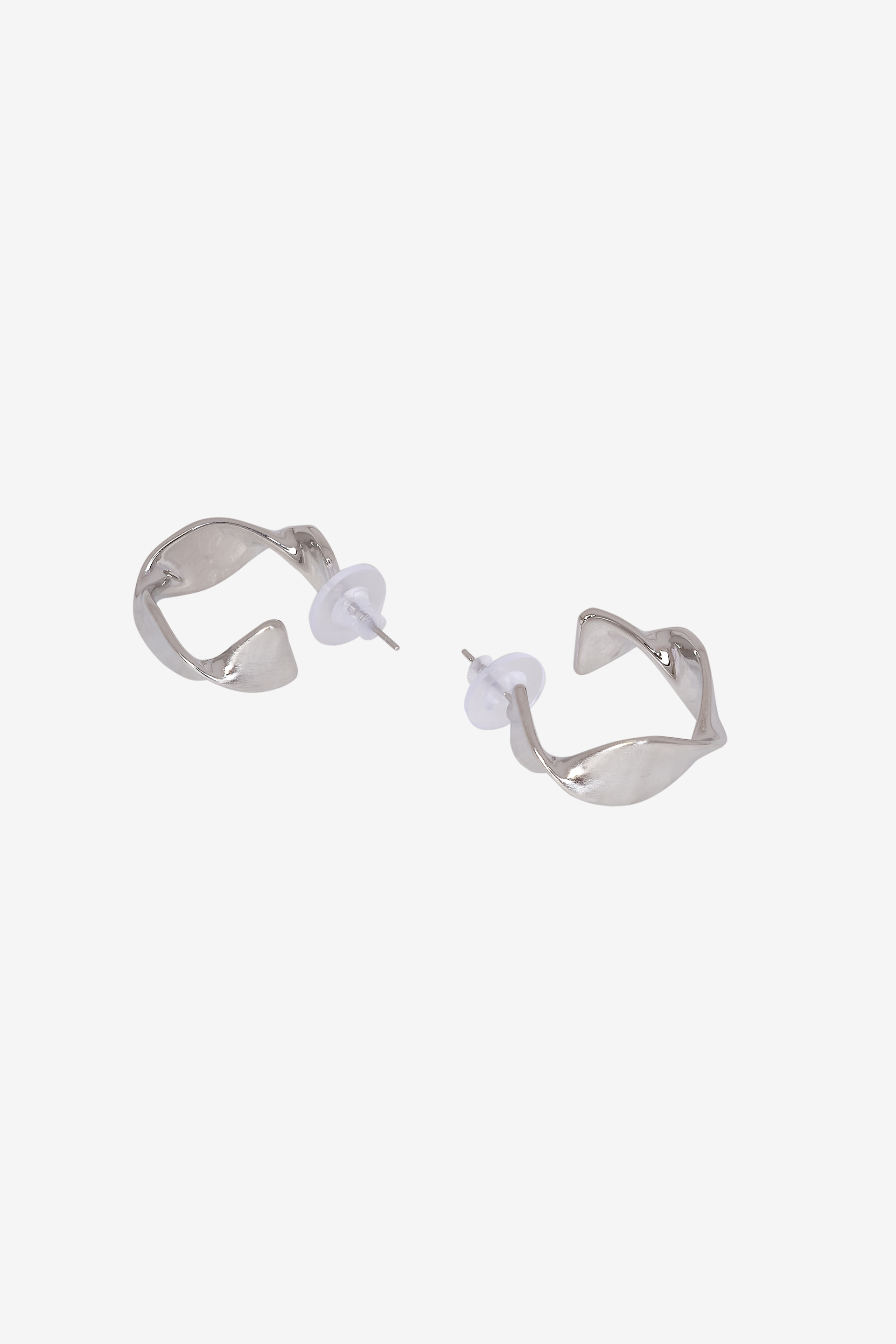 Silver Twist Hoops, , image 3